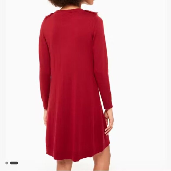 Kate Spade Women's Size XS Dark Red Fringe Wool Blend Sweater A Line Dress - Picture 2 of 11